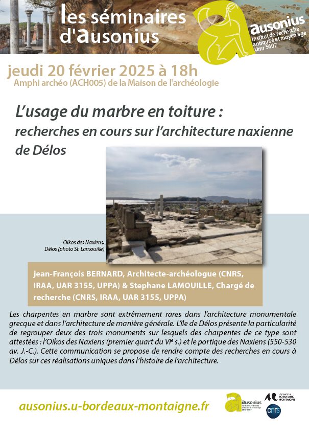 L’usage du marbre en toiture : recherches en cours sur l’architecture naxienne de Délos